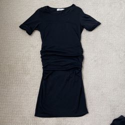 Miss Qee Short Sleeve Black Midi Dress, S