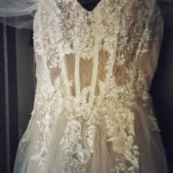 Wedding Dress Sz 4 Light Pink/White