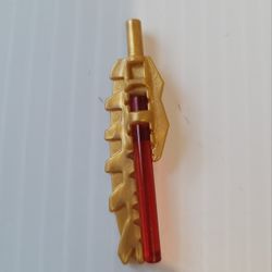LEGO - Weapon Sword, Serrated with Red Bar - Pearl Gold.