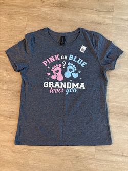 Pink or Blue Grandma Loves You T-Shirt – Size Medium