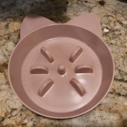 Pink Slow Feeder Cat Shaped Food Bowl 1.6 Cup Capacity
