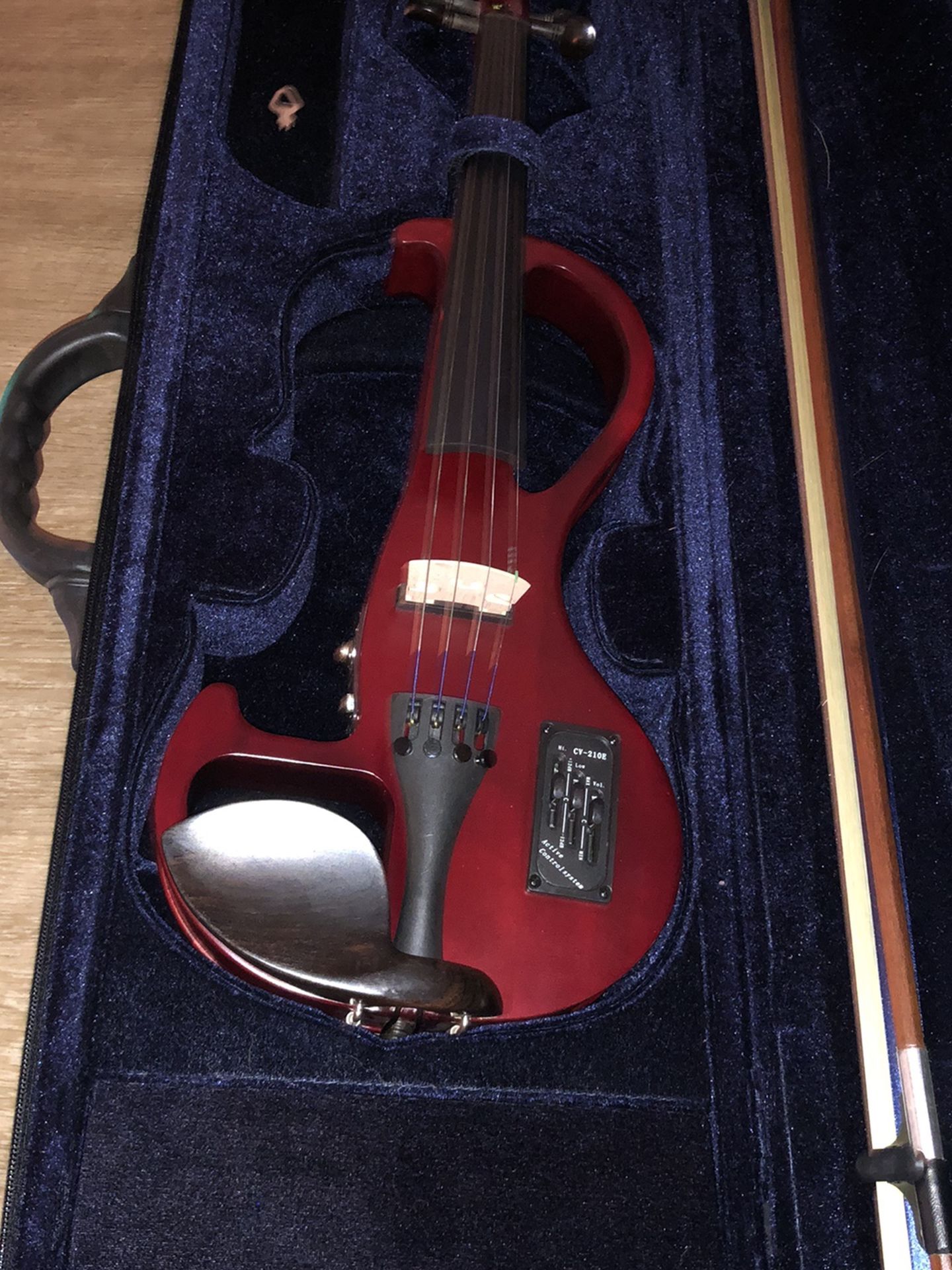 Electric Violin Bunnel Edge Outfit 4/4 Full Size (RED) - Carrying Case and Accessories Included