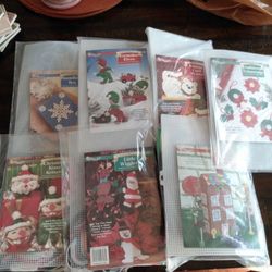 Christmas Plastic Canvas Kits. Lot Of 7