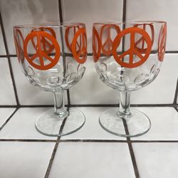 Vintage Peace Sign Goblets (2)