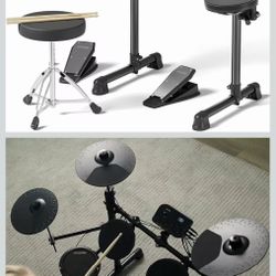 ❤️‍🔥 Electric Drum Set for Beginner with 150 Sounds,4 Quiet Drum Pads,2 Pedal,Throne,Sticks,Electronic Drum with Headphone,AED-400$100
