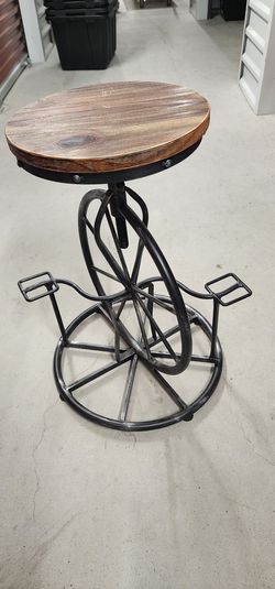 Industrial Bicycle Wheel Bar Stool – Adjustable Height $200 Total
