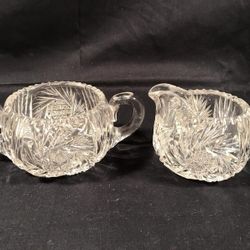 Antique cut glass creamer & sugar set Circa 1900