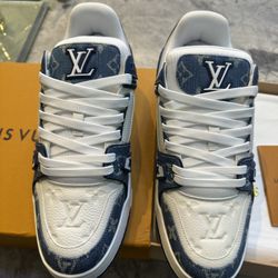Louis Vuitton Trainer Sneaker Denim Blue Monogram