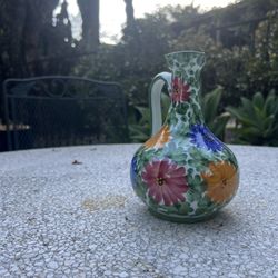 Hand-Painted Floral Ceramic Pitcher / Vase