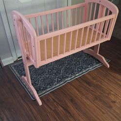 Vintagr Swinging Crib, Pink In Color