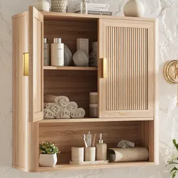 Bathroom Wall Storage Cabinet, Medicine Cabinet with Adjustable Wood Shelf & Doors 24 x 23 x 8