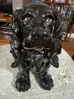 12” BLACK CERAMIC COCKER SPANIEL FIGURINE DOG