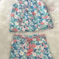NWT girls tropical floral matching set size 7/8