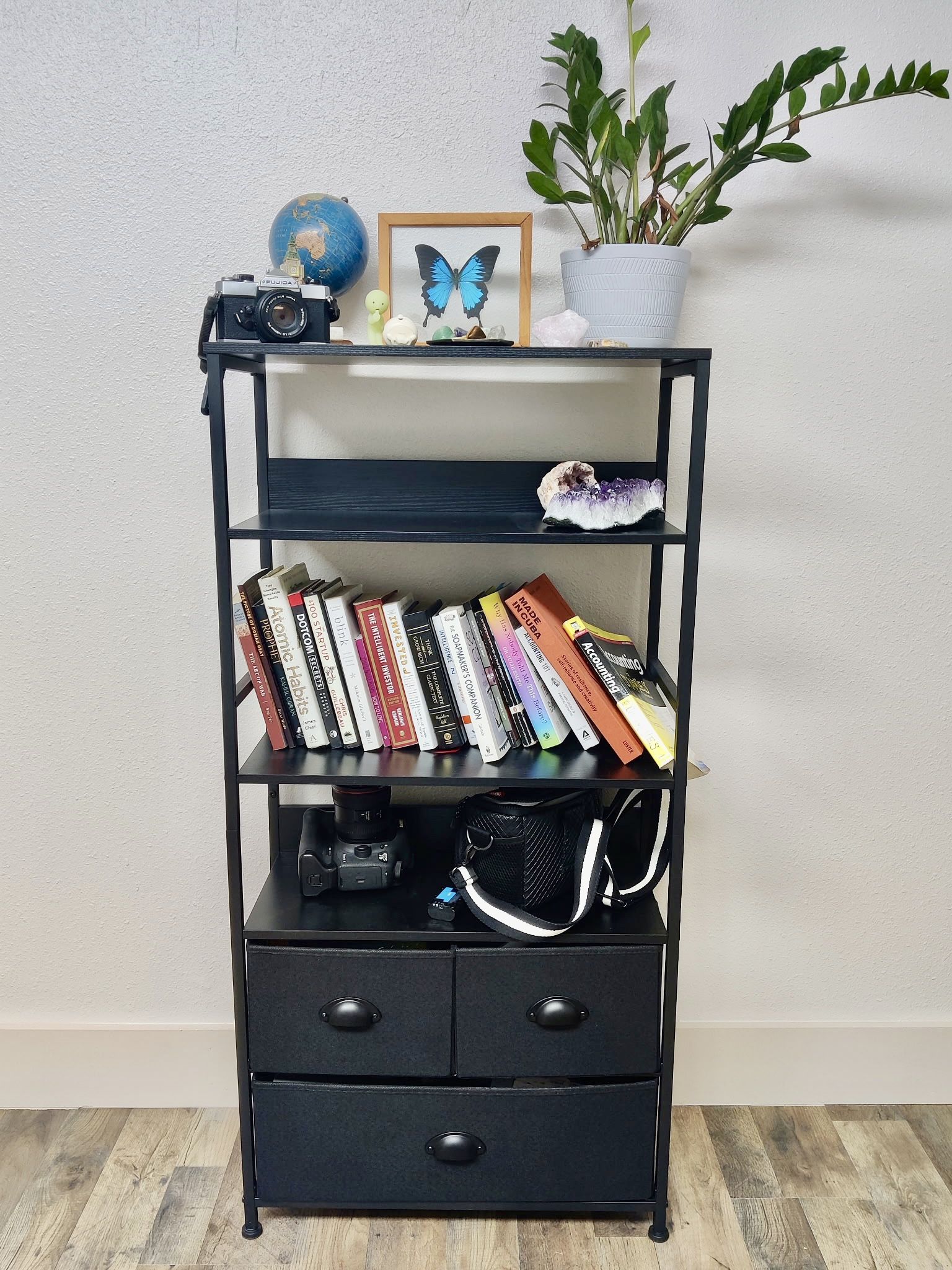 Black Bookshelf Shelf Store Organizer
