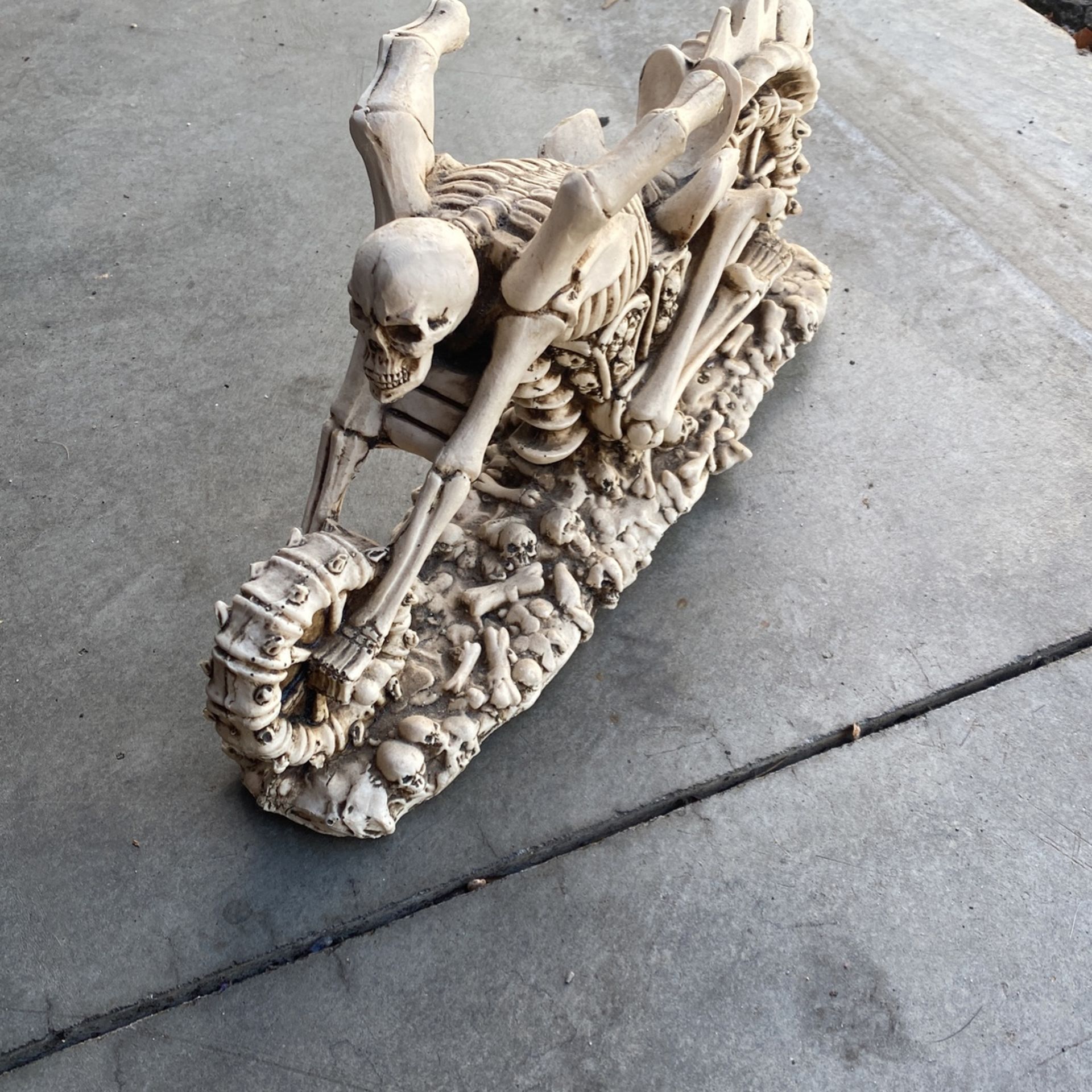 Skeleton Bones Motorcycle Statue