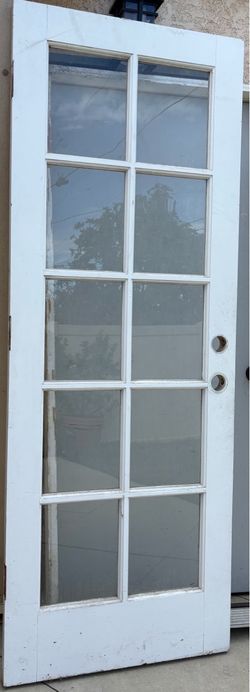 White Wood French Door 10-Lite Glass Panels