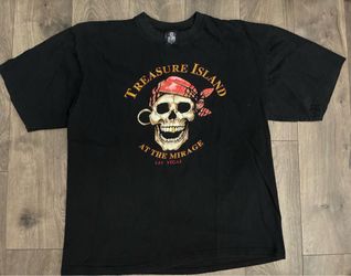 Vintage T-shirt Treasure Island Las Vegas Mens XL Black Skull Pirate Graphic Y2K