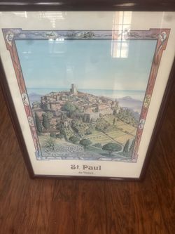 Vintage St. Paul de Vence poster and frame