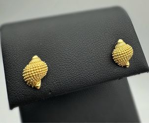 Jewelry 14k solid yellow gold only shells stud earrings 3.20