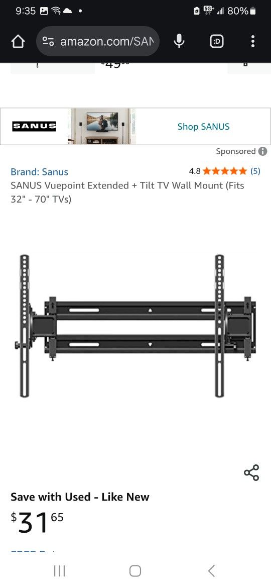 Sanus Vuepoint TV Wall Mount.