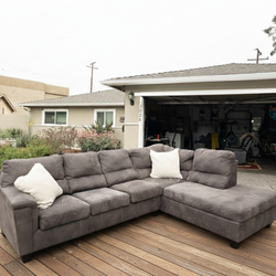 Delivery Available! Gray Sectional Couch Sofa Chaise Foot Rest Ottoman L Shape
