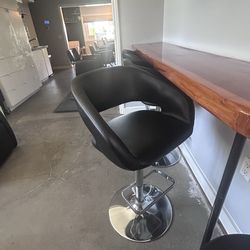 Black leather bar stools