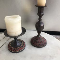 Jeweld Bronze Candle holder from Bombay CO.
