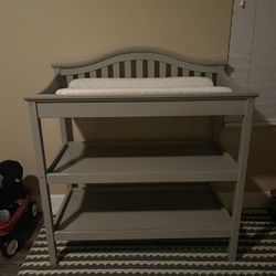 Grey Baby Changing Table W Pad 