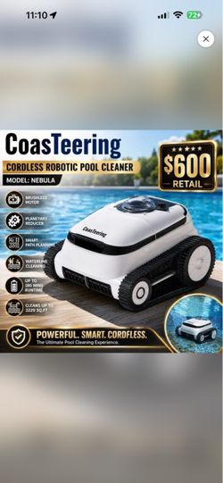 New CoasTeering Nebula Cordless Robotic Pool Cleaner