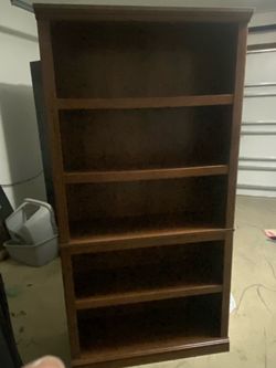 Dark Brown Wood 5-Shelf Bookcase