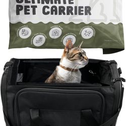 Small Pet Ultimate Expandable Soft Sided Pet Carrier for Small Cats, Small Dogs and Other Small Pets | TSA Airline Approved Size, 17x11x9 inches, Blac