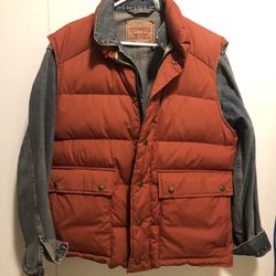 Vintage Levi’s Jean Jacket And A Orange Puffer Vest 
