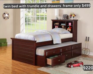 Twin bed with Trundle And Drawers Frame Only 499