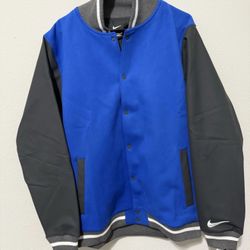 Nike Men's Team Player Letterman Jacket Blue and Gray DJ5971-493 Size L 