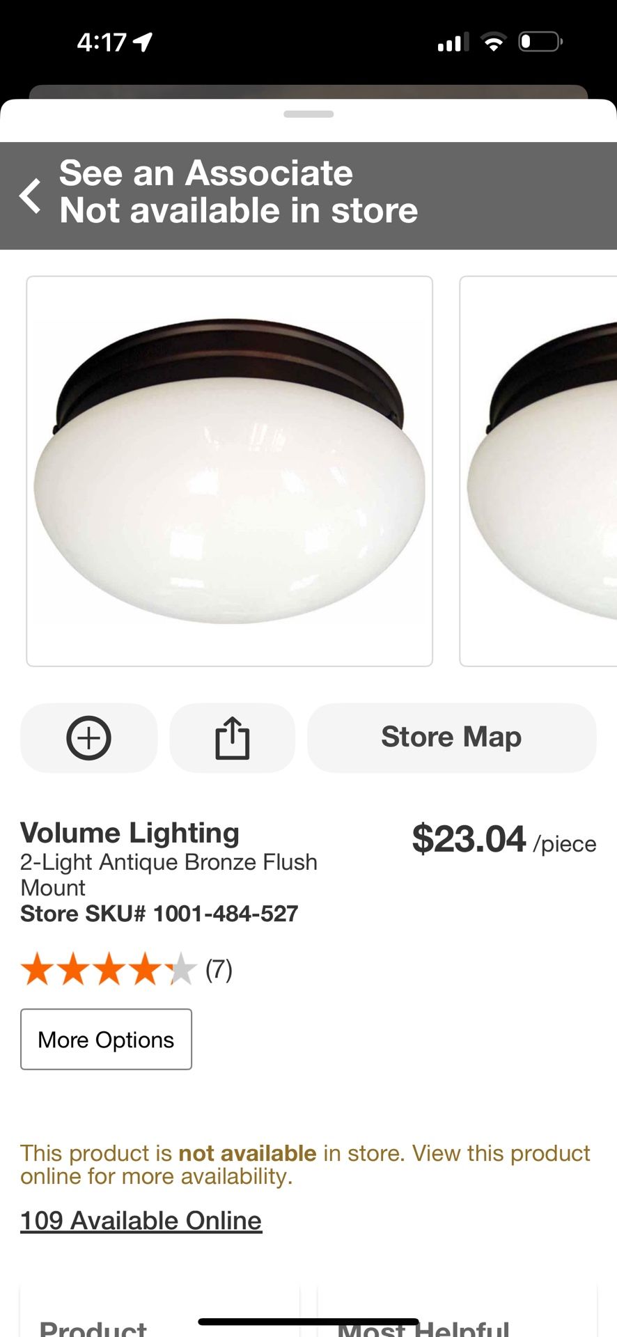 2-Light Antique Bronze Flush Mount