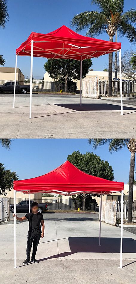 $90 NEW Red 10x10 Ft Outdoor Ez Pop Up Wedding Party Tent Patio Canopy Sunshade Shelter w/Bag