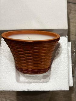 Longaberger Resin Miniature Geranium basket with candle