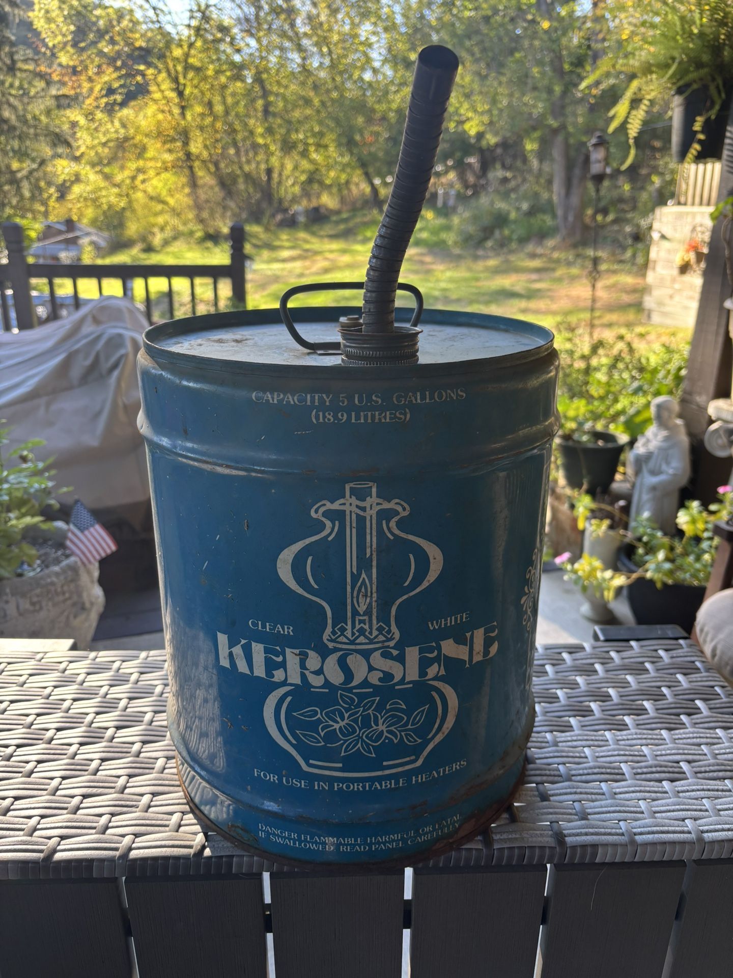 Vintage Clear White Kerosene 5 gallon can