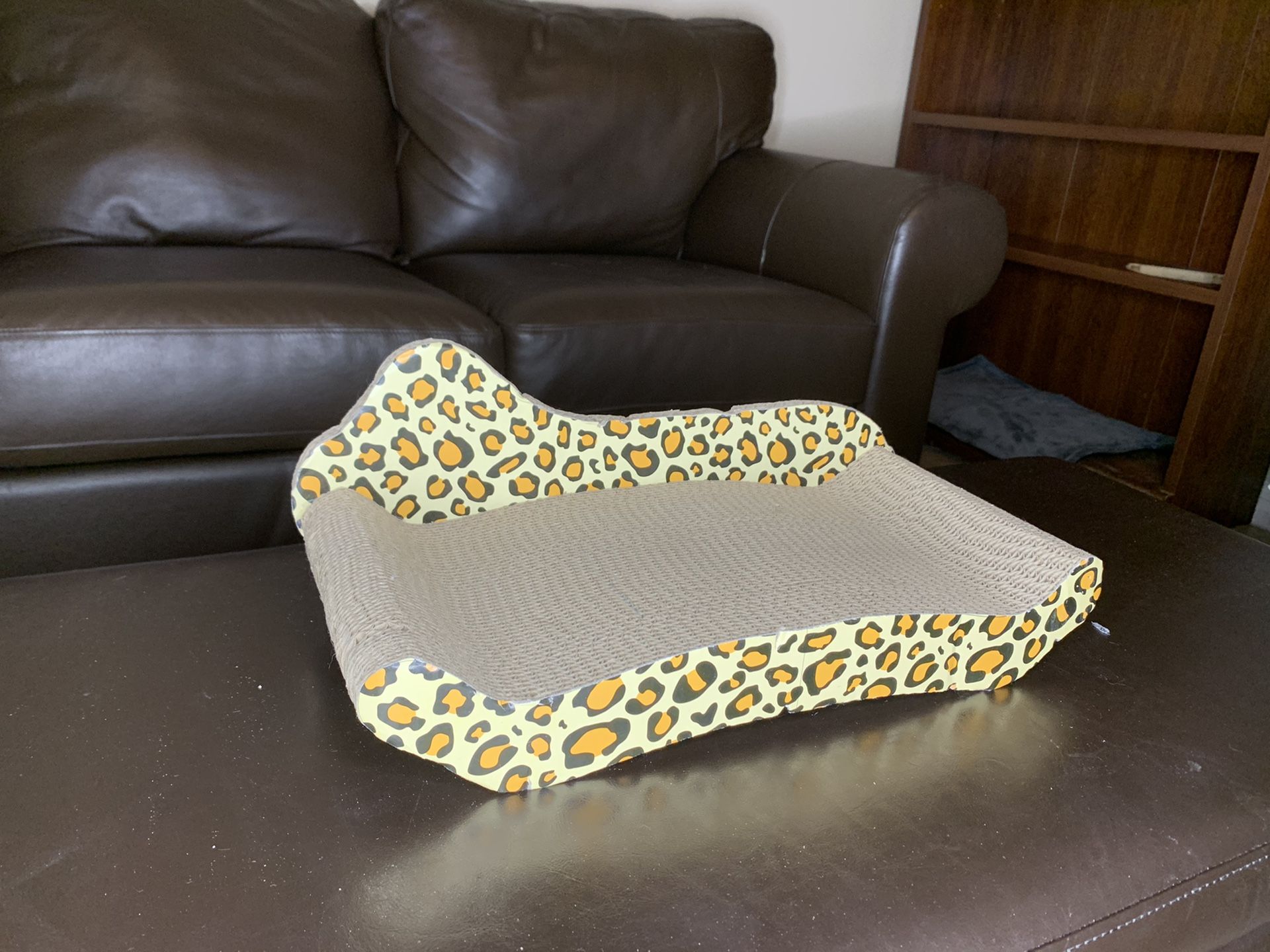 Leopard print cat scratch board/ cat bed