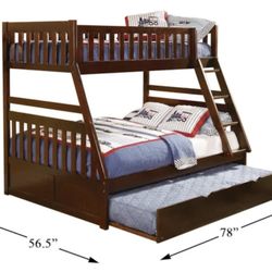 Kory Cherry Brown Bunk Bed W/trundle 