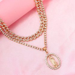 Cuban Chain Virgin Mary Necklace 