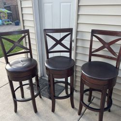 Solid Wood Bar Swivel Stools 