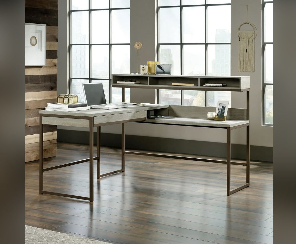 🔥 Mystic Oak Finish L Shaped Desk BRAND NEW 🔥