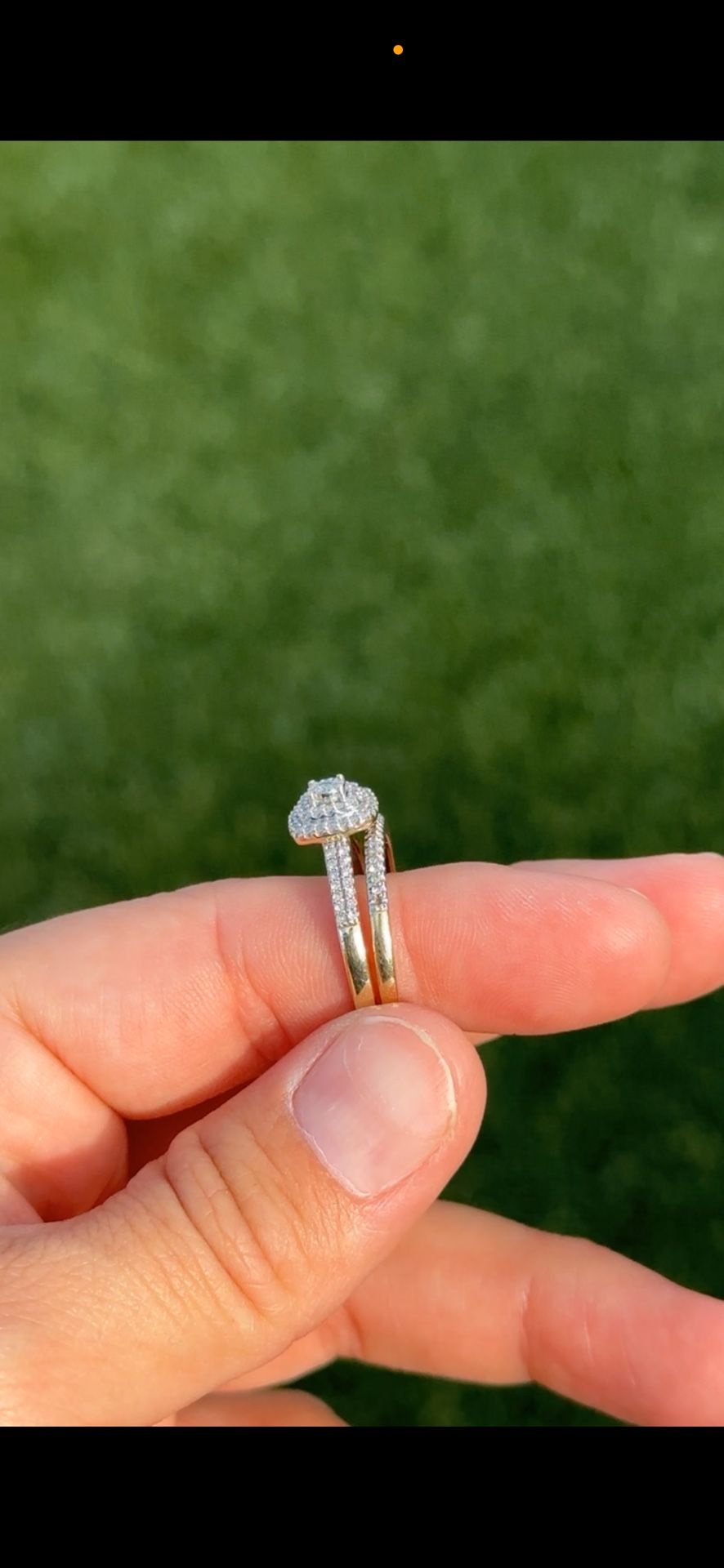 Engagement/Wedding With Diamonds Ring 2 Piece