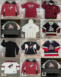 12 Items: Arizona Phoenix Coyotes Jersey, Shirt, Jacket, Sweatshirt, Hat - Some Vintage!