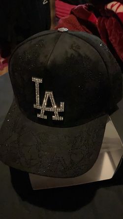 LA Dodgers Black Rhinestone velvet Baseball Cap