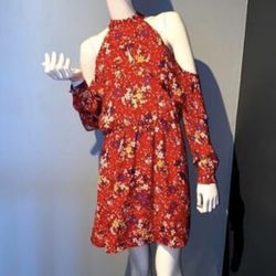 Brand new woman’s Parker brand red cold shoulder floral mini dress up for sale