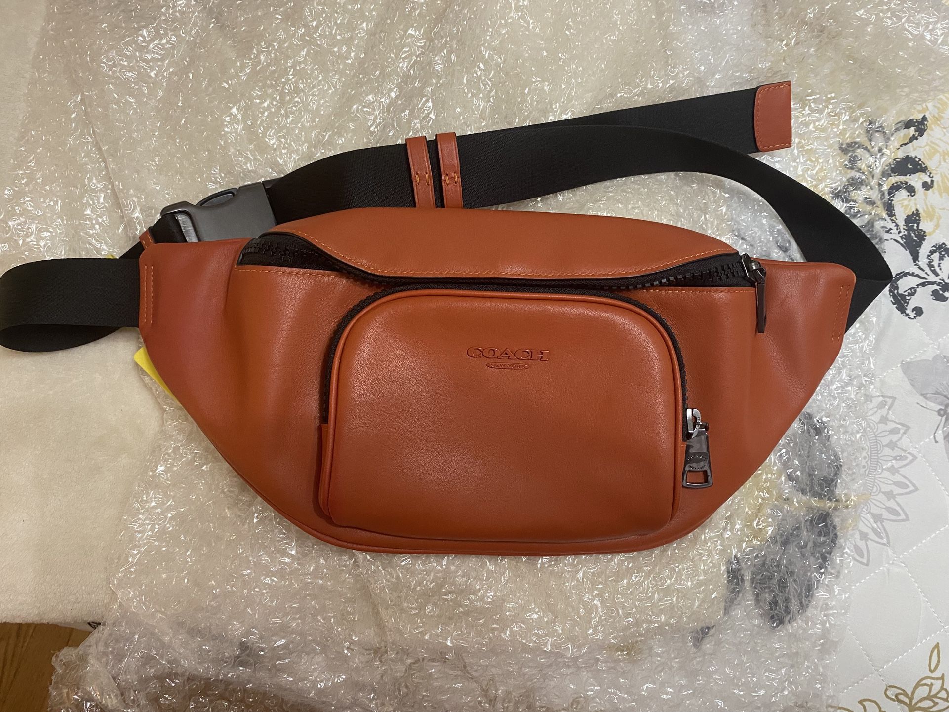 COACH RACER BAG in Deep Orange w/gun metal hardware