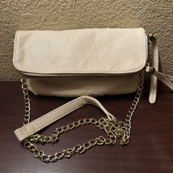 Tan Purse With Gold Chain 
