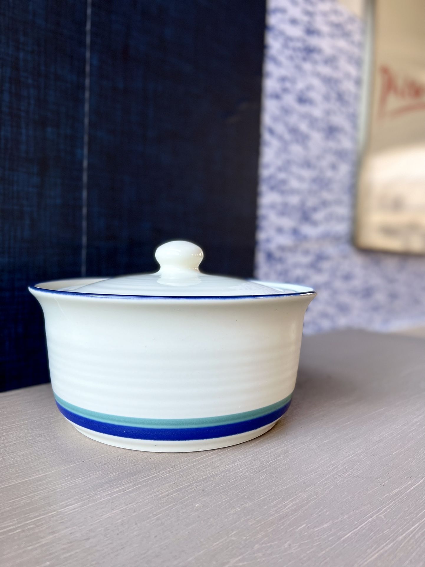 White Blue Green Ceramic Kitchen Storage Pot